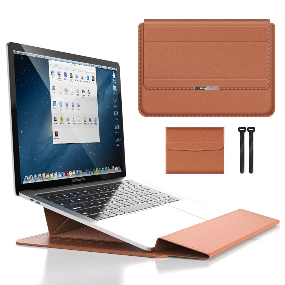 Luvikno | 3-i-1 vanntett laptop sleeve med sjokksikring og tilbehørsoppbevaring - Elegant MacBook-etui for reise og kontor