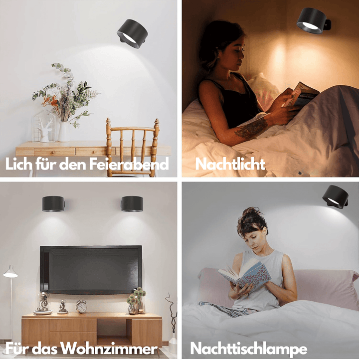 Trådløs Vegglampe – 360° Justerbar og Oppladbar LED-belysning (USB)