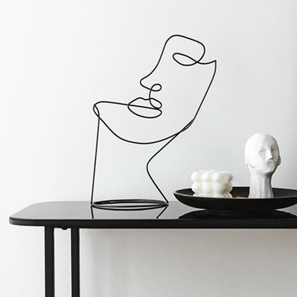 Moderne Abstrakt Enkelt Linje Ansikt Hode Dekorativ Kunst | Luvikno