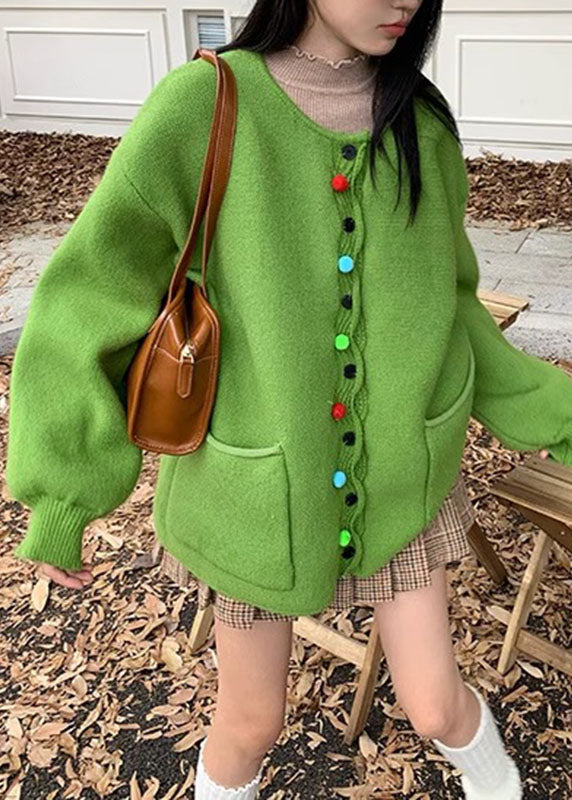 Luvik | Aprikoosi O-Col Vaate Taskut Nappi Puuvilla Neuleet Takit