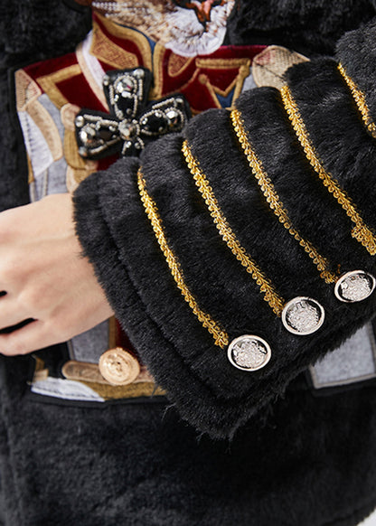 Luvik | Tikashuopa keinomateriaalista musta brodeerattu talvi