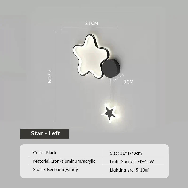 LumiDroom - Magisk Vegglampe med Stjerner og Måne Luvikno