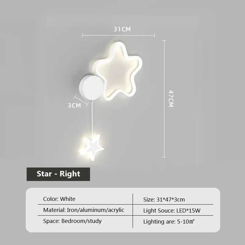 LumiDroom - Magisk Vegglampe med Stjerner og Måne Luvikno