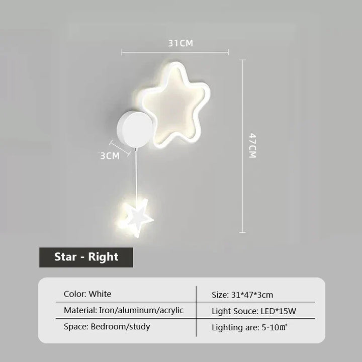 LumiDroom - Magisk Vegglampe med Stjerner og Måne Luvikno