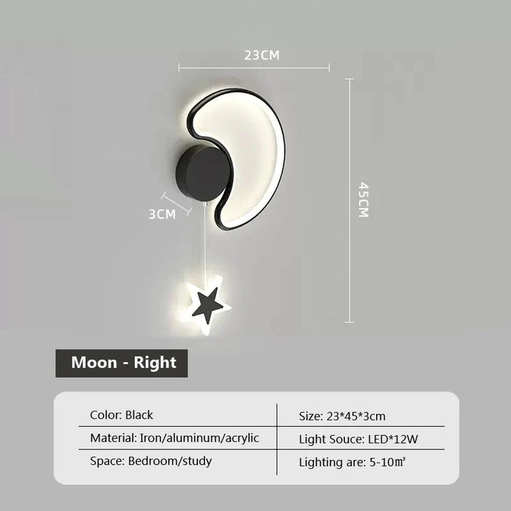 LumiDroom - Magisk Vegglampe med Stjerner og Måne Luvikno