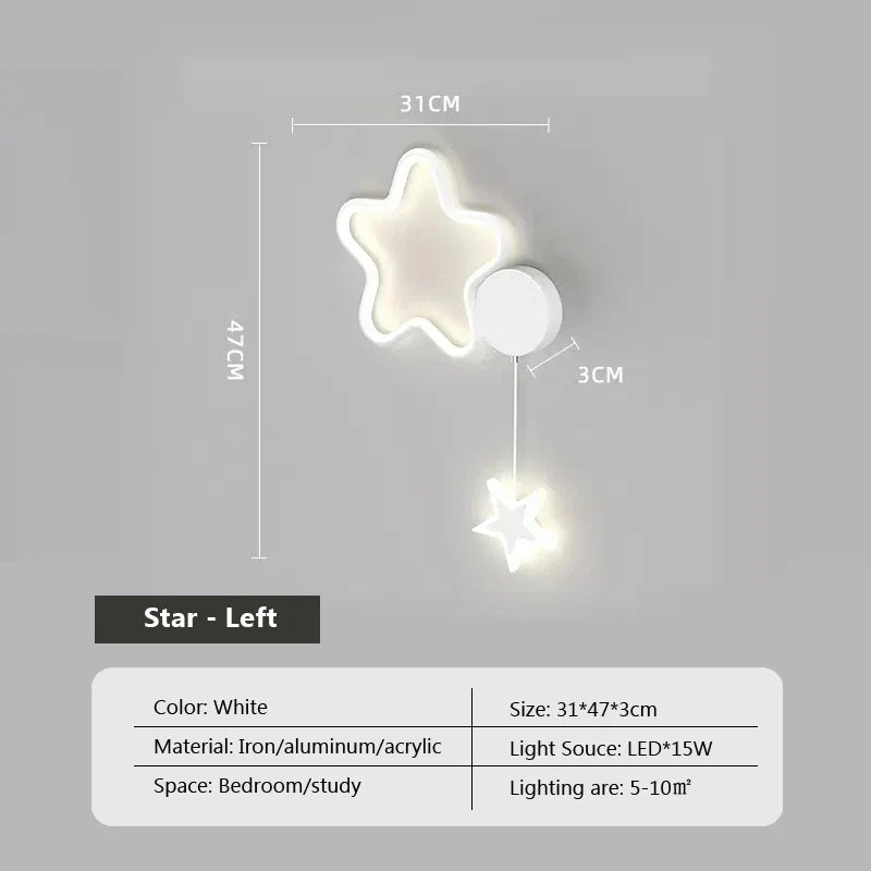 LumiDroom - Magisk Vegglampe med Stjerner og Måne Luvikno