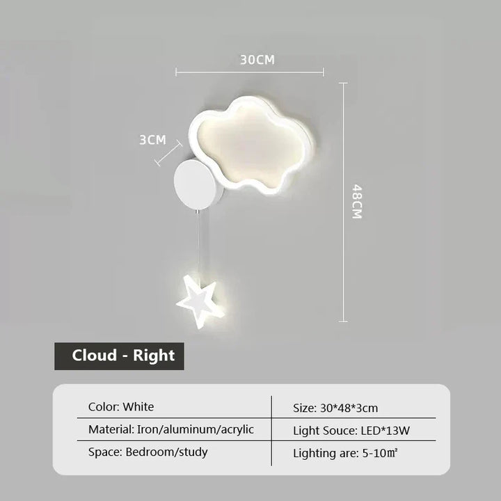 LumiDroom - Magisk Vegglampe med Stjerner og Måne Luvikno