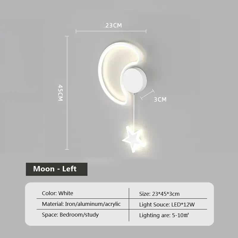 LumiDroom - Magisk Vegglampe med Stjerner og Måne Luvikno