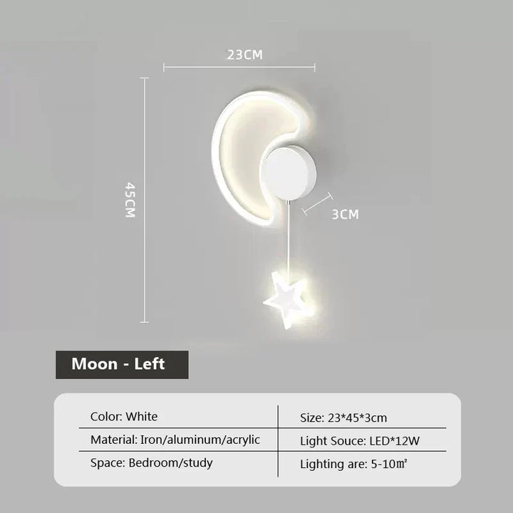 LumiDroom - Magisk Vegglampe med Stjerner og Måne Luvikno