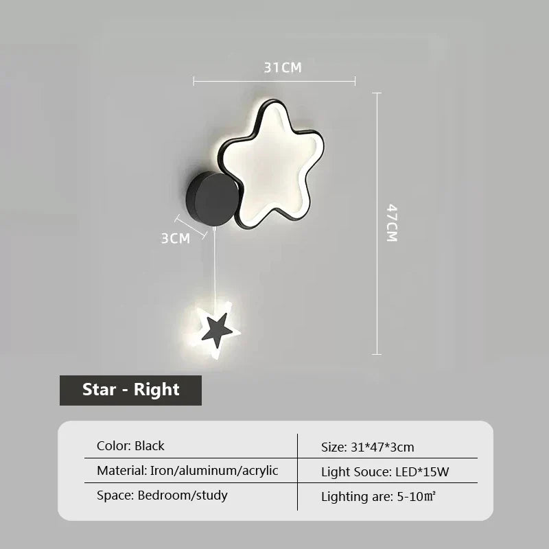 LumiDroom - Magisk Vegglampe med Stjerner og Måne Luvikno