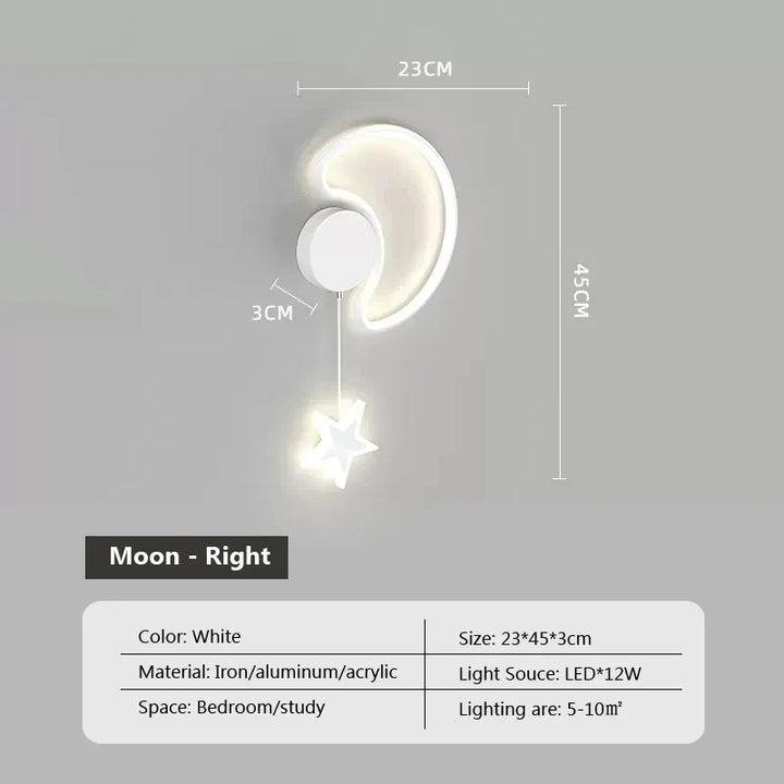 LumiDroom - Magisk Vegglampe med Stjerner og Måne Luvikno
