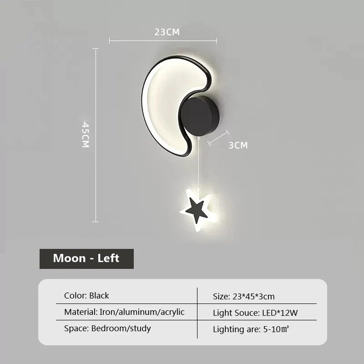 LumiDroom - Magisk Vegglampe med Stjerner og Måne Luvikno