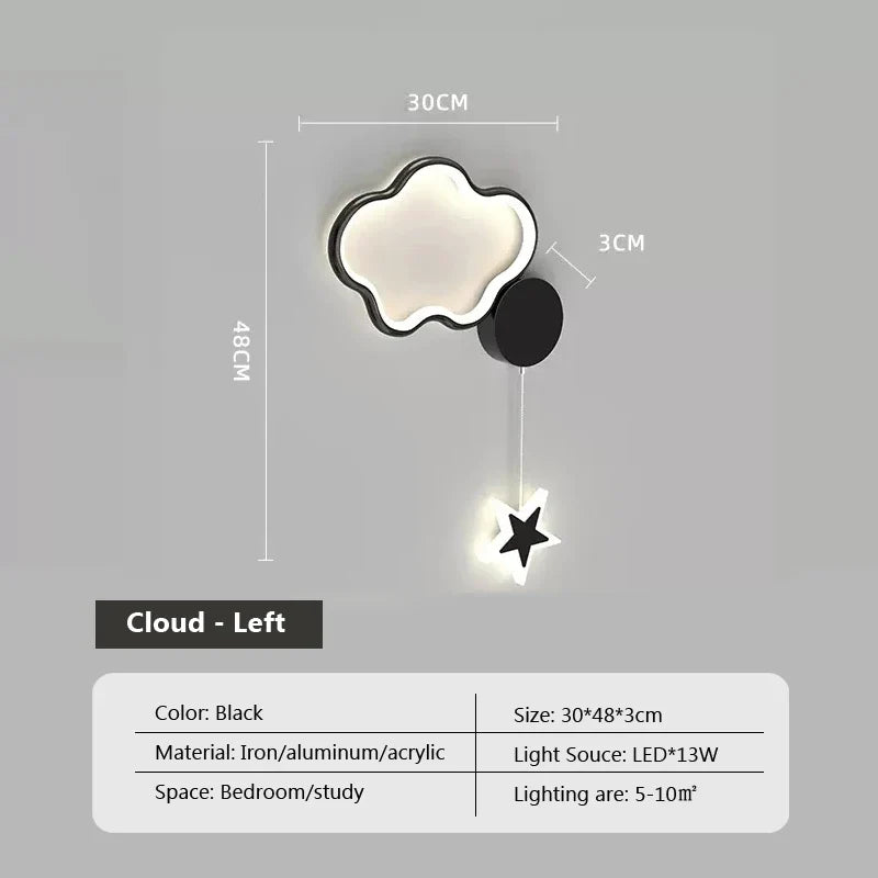 LumiDroom - Magisk Vegglampe med Stjerner og Måne Luvikno