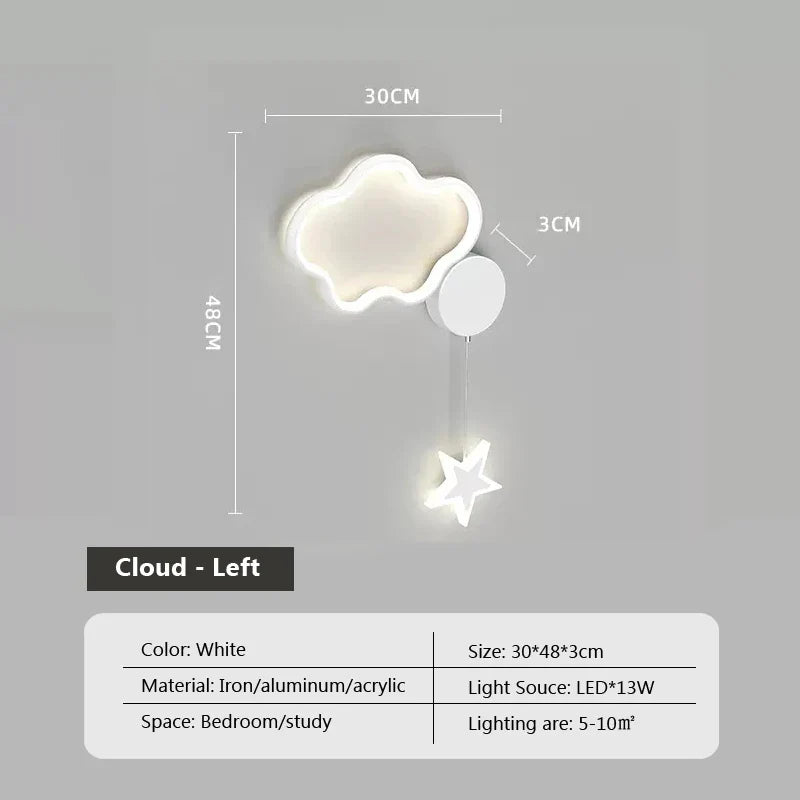 LumiDroom - Magisk Vegglampe med Stjerner og Måne Luvikno