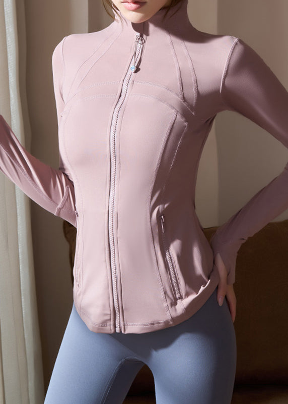 Luvik | Pink Høy krage langermede yoga jakker