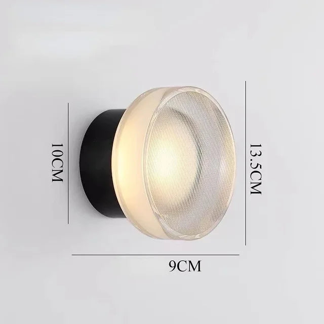Moderne Rund LED Vegglampe laget av Glass – Vegglampe for Stue, Gang, Soverom og Bad | Luvikno