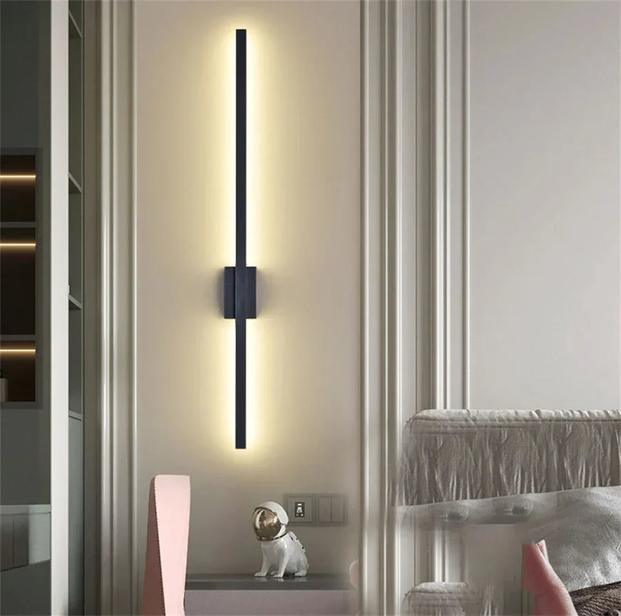 Industriell Minimalistisk Lang LED Jern Vegglamper for Moderne Stueinnredning og Stilfull Belysning Luvikno