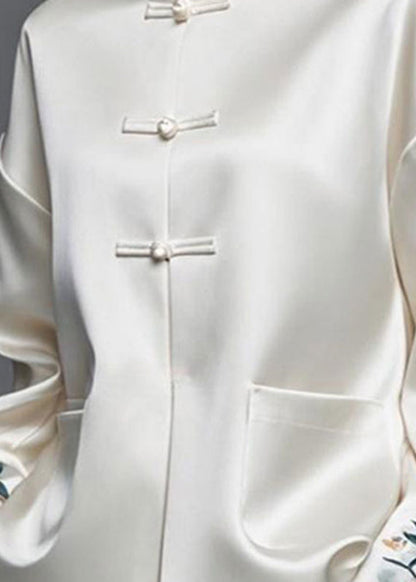 Luvik | Pellavapatjojacket silkki valkoinen brodeerattu