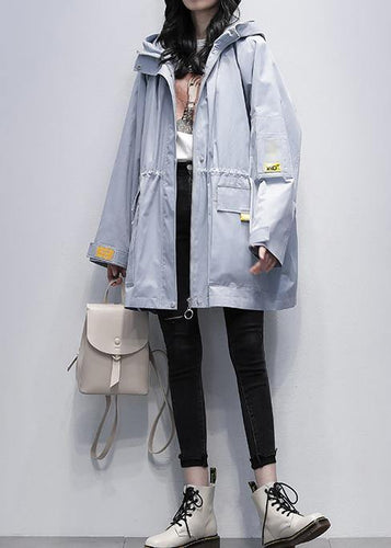 Luvik | Hette Trench-coat Plus Size til midjen uri grå blå Jakker