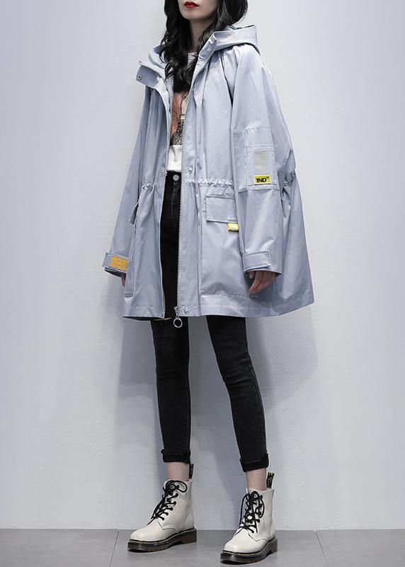 Luvik | Hette Trench-coat Plus Size til midjen uri grå blå Jakker