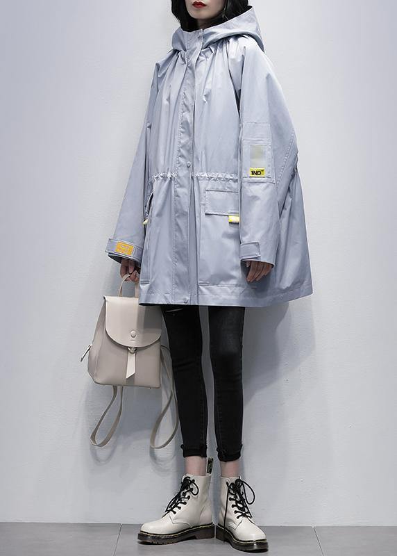 Luvik | Huppu Trench-coat Plus Size vyötärölle uri harmaa sininen Takit