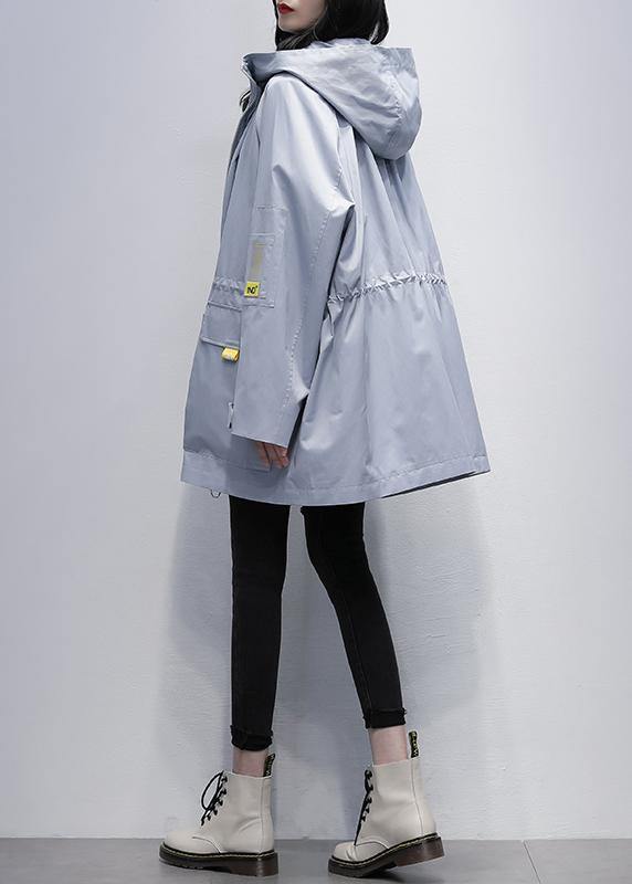 Luvik | Hette Trench-coat Plus Size til midjen uri grå blå Jakker