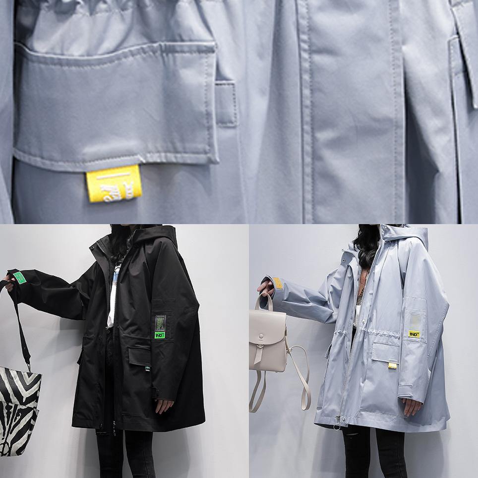 Luvik | Hette Trench-coat Plus Size til midjen uri grå blå Jakker