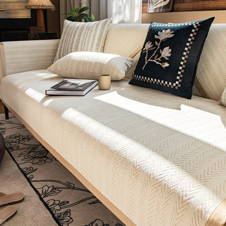 Moderne Chenille Stoff Anti-Ripekk Non-Slip Sofaputetrekk | Luvikno