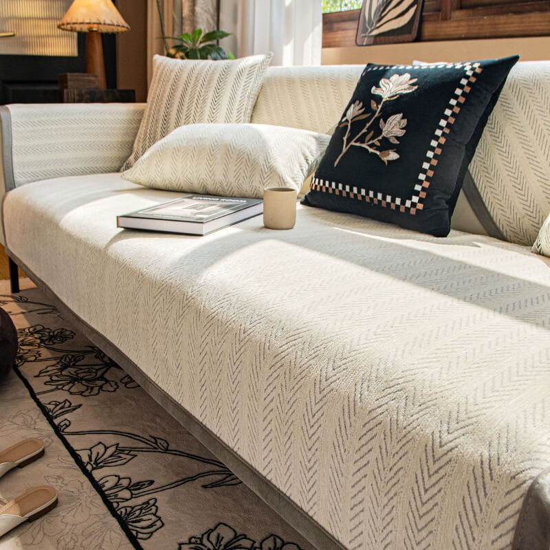 Moderne Chenille Stoff Anti-Ripekk Non-Slip Sofaputetrekk | Luvikno