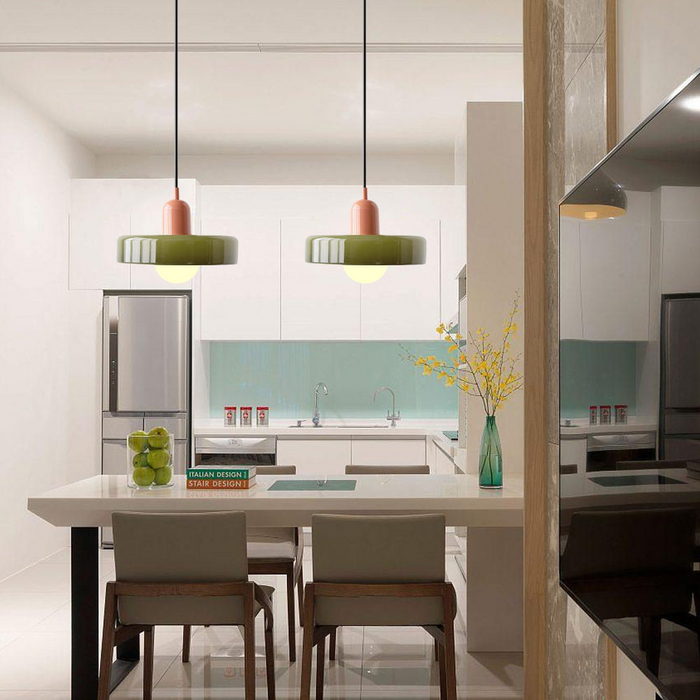 Bauhaus Fargerik Glass Pendelampe - Moderne Designlampe for Stue og Spisestue | Luvikno