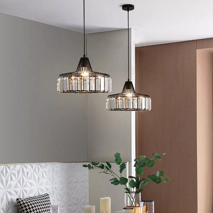 Moderne Svart Krystall Pendelbelysning | Luvikno