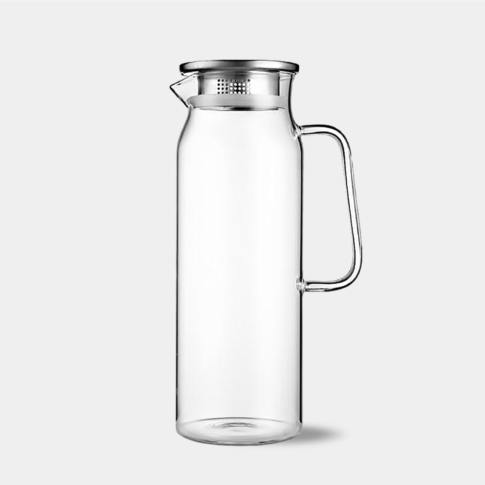 Moderne Glass Vannkaraffel – Varmeresistent Kanne med Rustfritt Stål Lokk | Luvikno