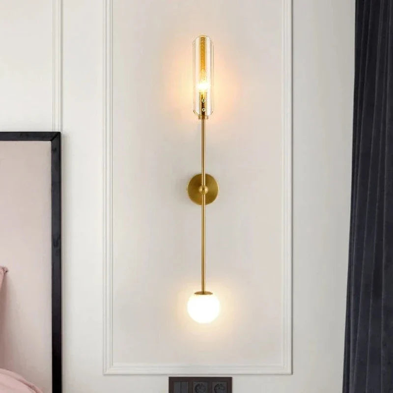 Nordisk LED vegglampe med glass – Elegant vegglampe for stue og soverom | Luvikno