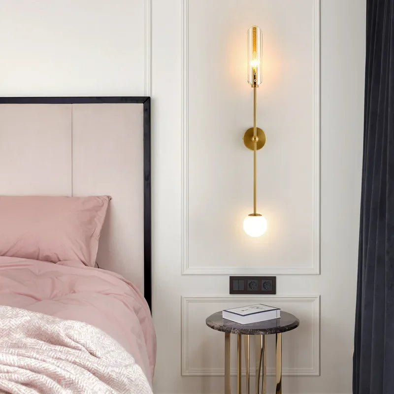 Nordisk LED vegglampe med glass – Elegant vegglampe for stue og soverom | Luvikno