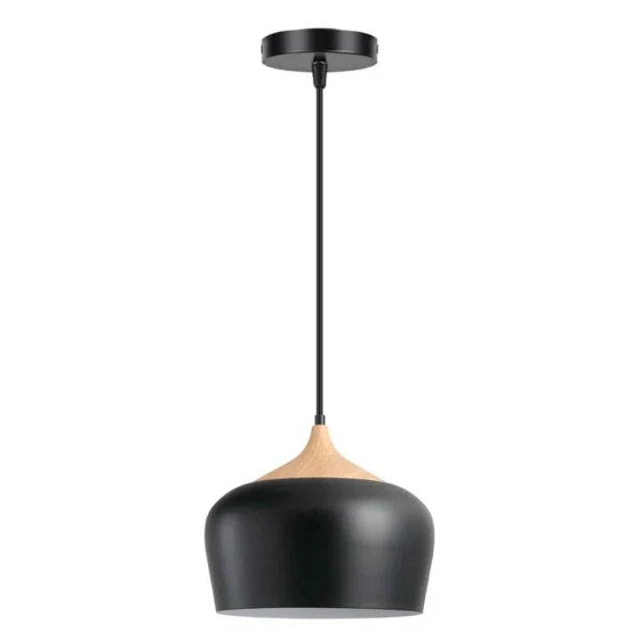 Moderne skandinavisk hengelampe – Tre- og metallpendellampe for soverom | Luvikno