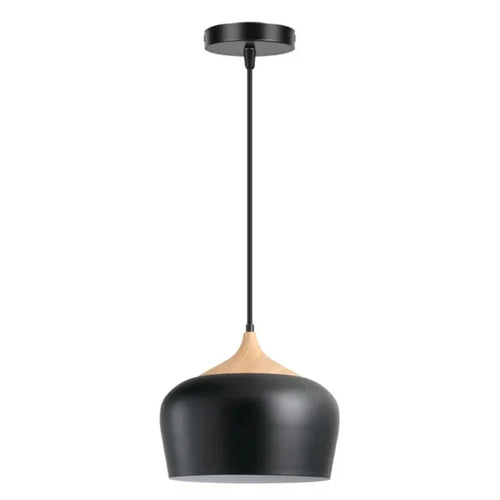 Moderne skandinavisk hengelampe – Tre- og metallpendellampe for soverom | Luvikno