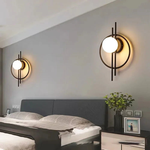 Moderne LED Vegglampe med Sphære Glass - Stilig Vegglampe for soverom & stue | Luvikno