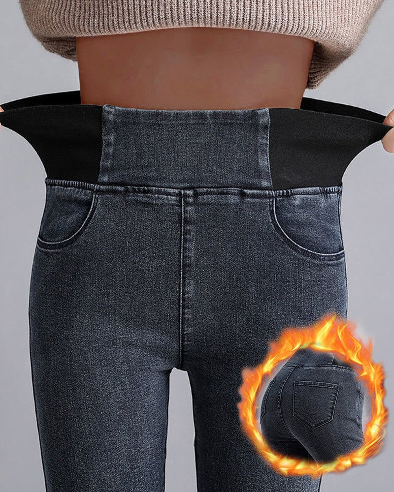 Luvik - Mukavat Talvi Termiset Lämpimät Fleece Vuoratut Leggingsit Korkealla Vyötäröllä Naisille