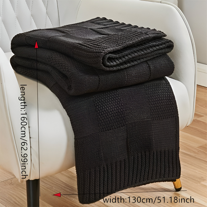 Loomvera Plaid | Strikket Teppe Svart-Hvitt | Myk & Hudvennlig | For Alle Sider Luvikno