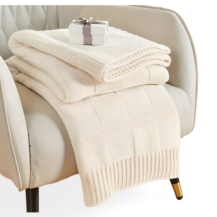 Loomvera Plaid | Strikket Teppe Svart-Hvitt | Myk & Hudvennlig | For Alle Sider Luvikno