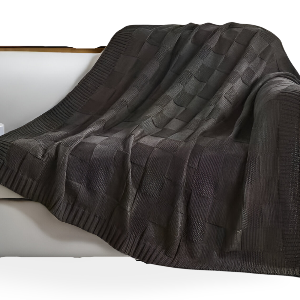 Loomvera Plaid | Strikket Teppe Svart-Hvitt | Myk & Hudvennlig | For Alle Sider Luvikno