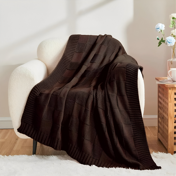 Loomvera Plaid | Strikket Teppe Svart-Hvitt | Myk & Hudvennlig | For Alle Sider Luvikno