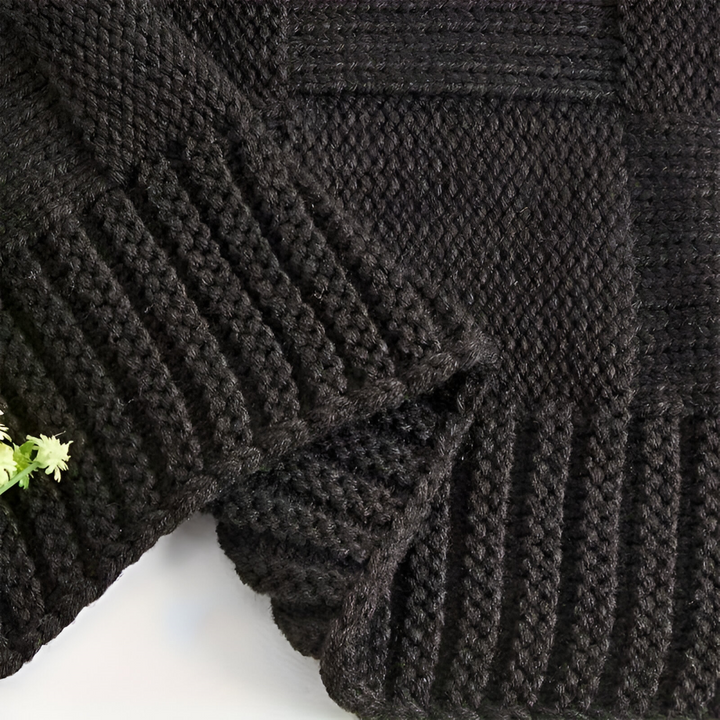 Loomvera Plaid | Strikket Teppe Svart-Hvitt | Myk & Hudvennlig | For Alle Sider Luvikno