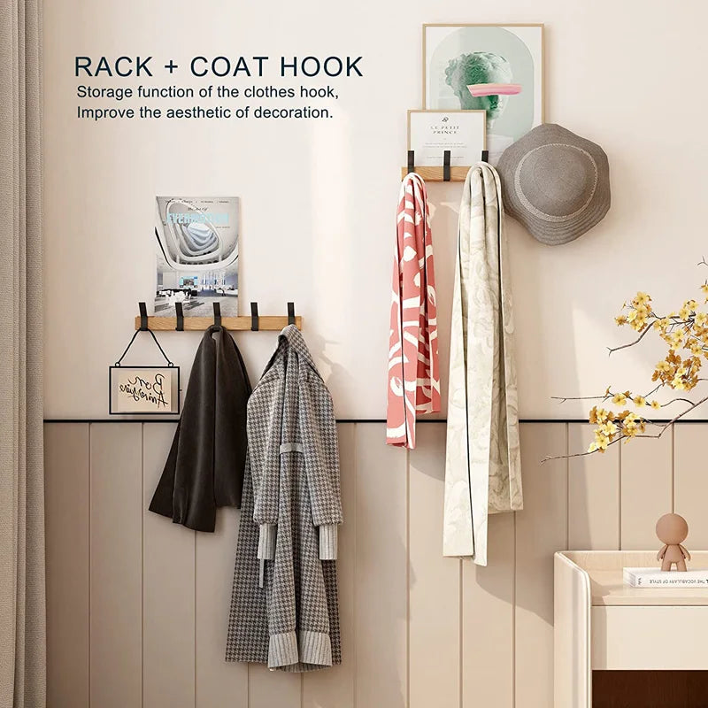 Luvikno | Vegg garderobe med flyttbare kroker – Skandinavisk design laget av tre og metall