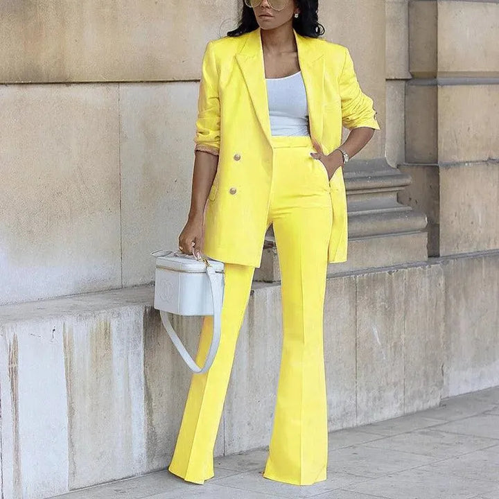 Luvik | Damen blazer - Stillegant - Dobbeltknapp, utvidede ben - Perfekt for arbeidsanledninger