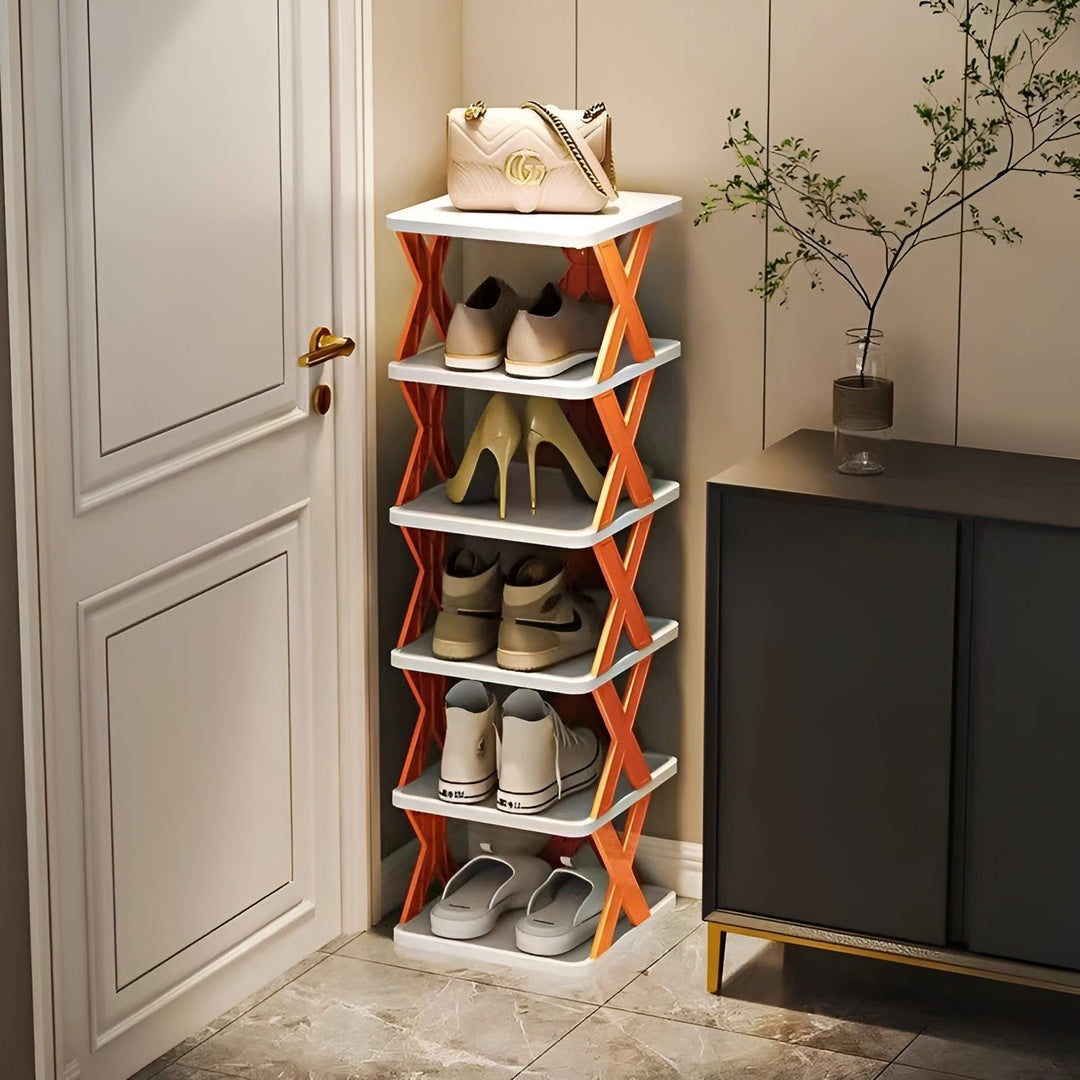 FlexiStack Skohylle – Sammenleggbar Multi-Sko Organizer for Små Plasser | Luvikno