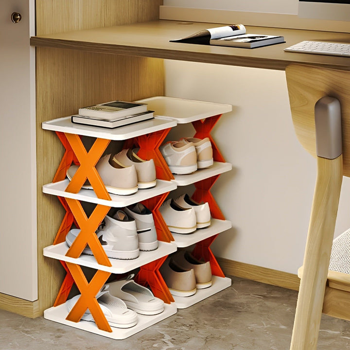 FlexiStack Skohylle – Sammenleggbar Multi-Sko Organizer for Små Plasser | Luvikno