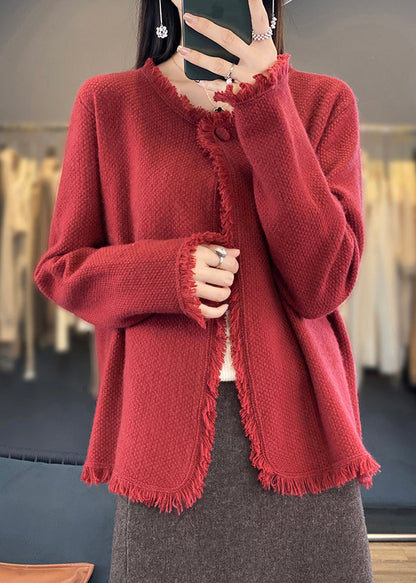 Luvik | Oliivivihreä O-kaulus Patchwork Neulevillakangastakit Pitkät hihat