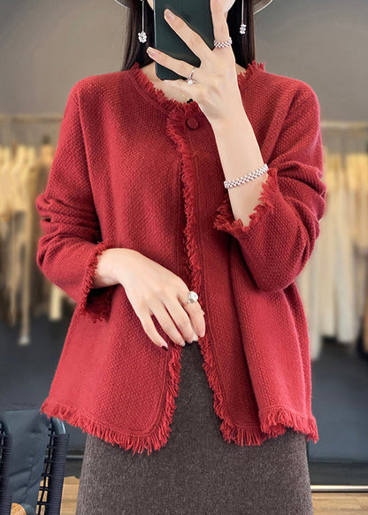 Luvik | Oliivivihreä O-kaulus Patchwork Neulevillakangastakit Pitkät hihat