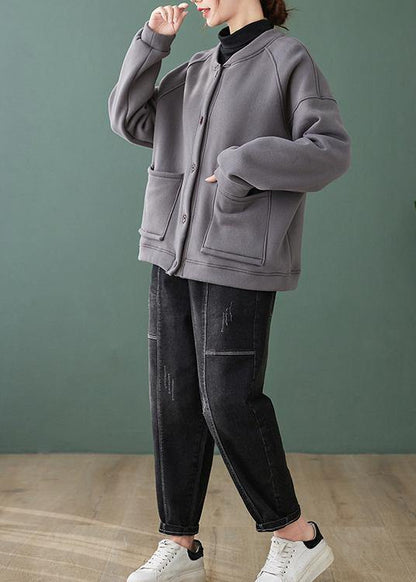 Luvik | ohut harmaa takki naisille lahjat o kaulus napillinen takit